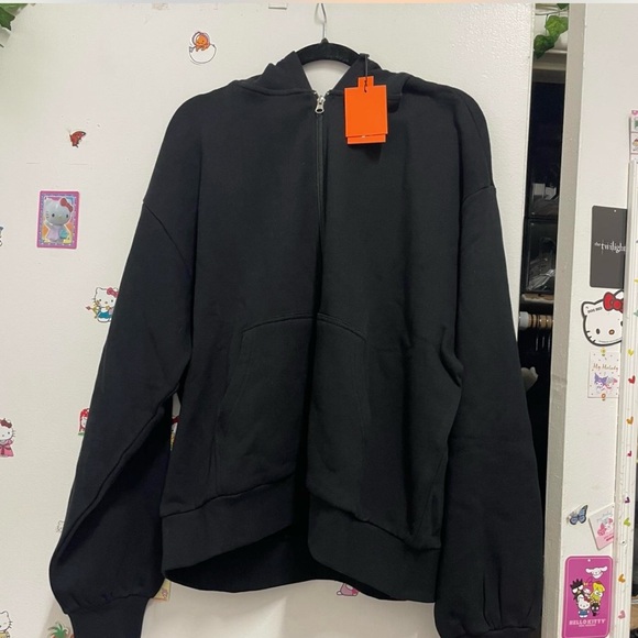 YoungLA Black Hoodie with Bright Orange Tags - Picture 4 of 5